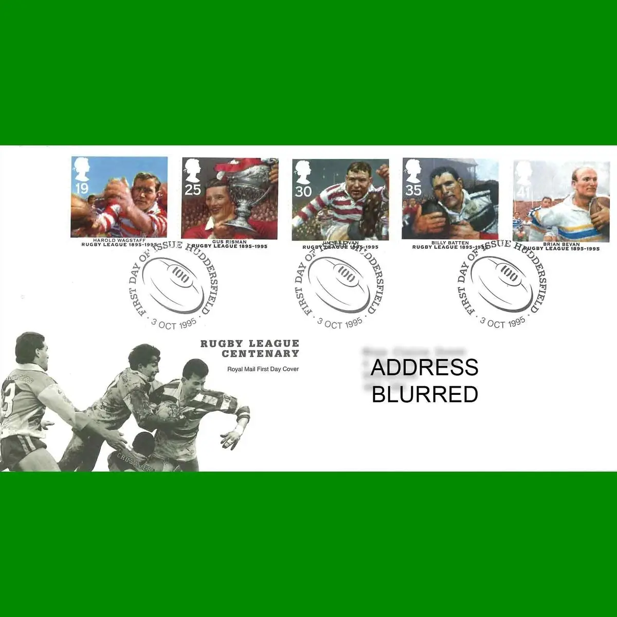 FDC Rugby League Centenary, Sports, Royal Mail First Day Cover Stamps, 3.10.1995