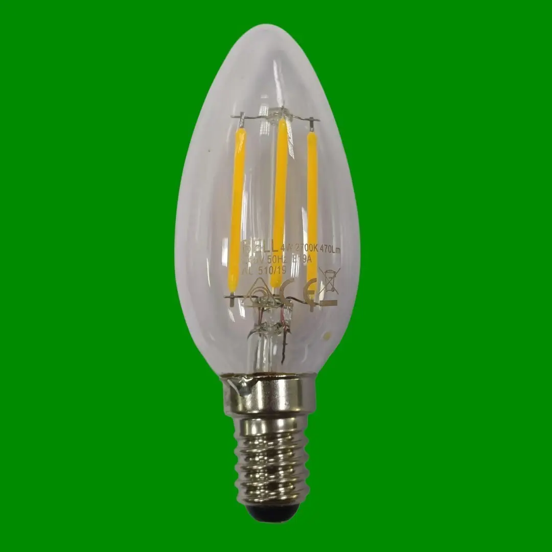 1x4W (=40W) Bell LED Dimmable Filament Candle Low Energy Light Bulb SES E14 Lamp - image 2 | Free standard UK delivery included | Discount Quality Products
