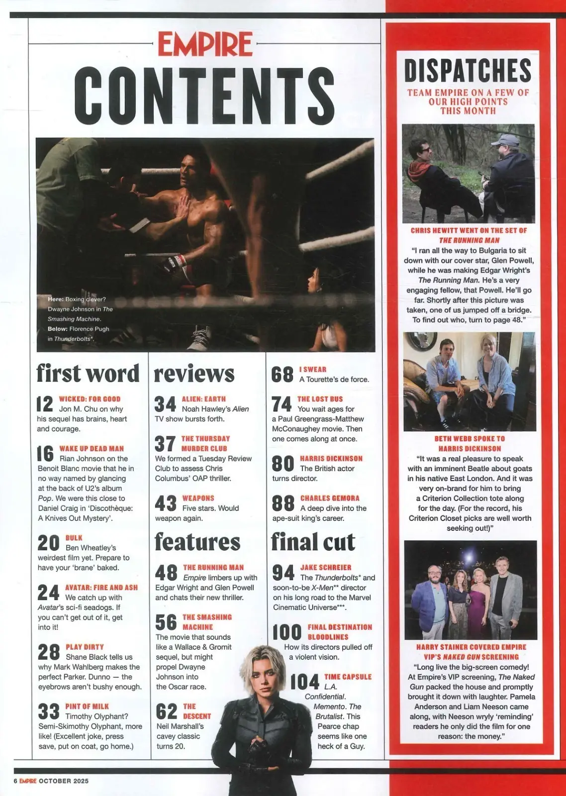 Empire Magazine: Running Man, Glen Powell, Wicked: For Good, Avatar, Oct 2025 - image 2 | Free standard UK delivery included | Discount Quality Products