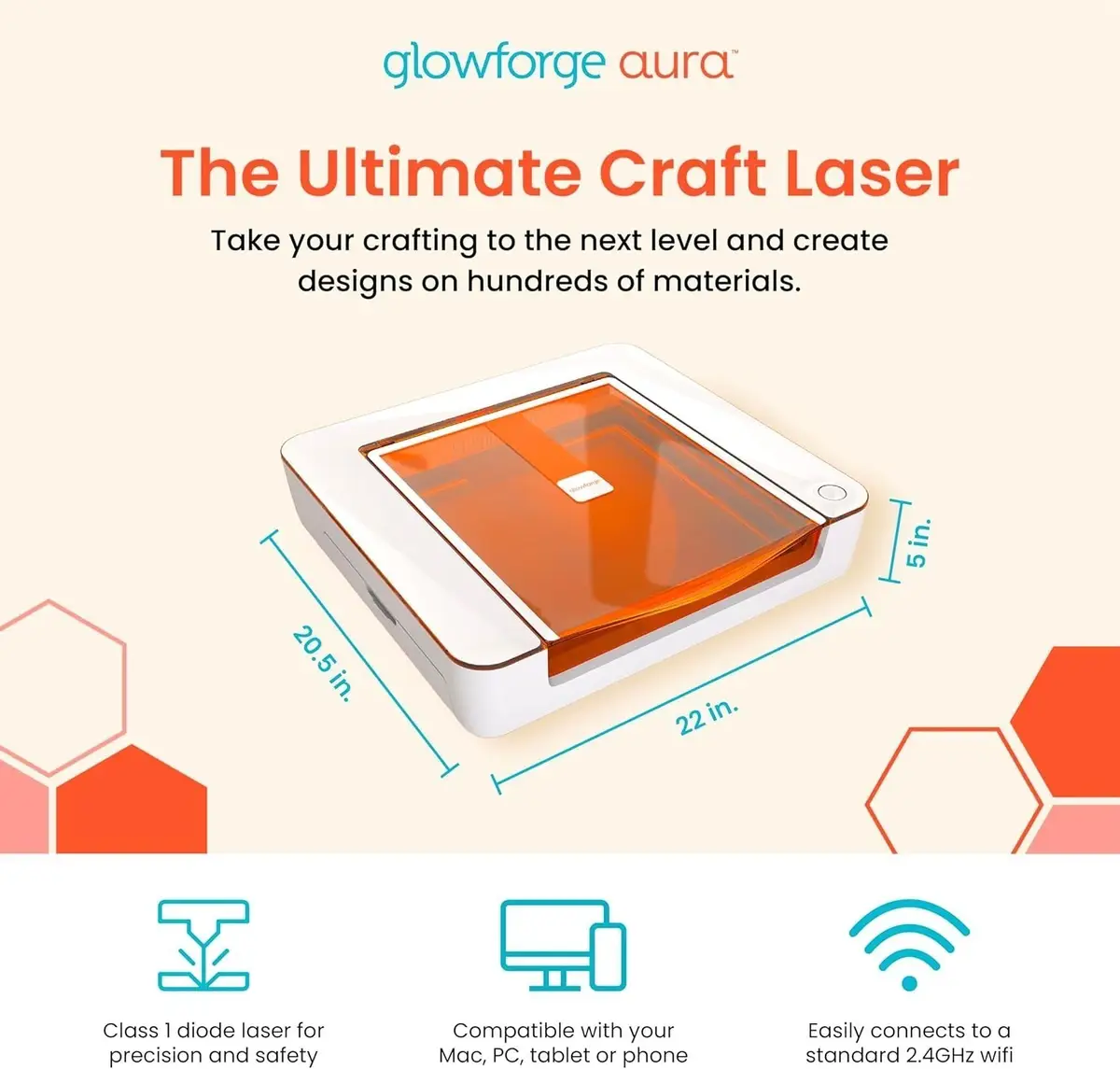 NEW Glowforge Aura Laser Cutter Engraver Score Engraving DIY Craft Machine - image 6 | Free standard UK delivery included | Discount Quality Products
