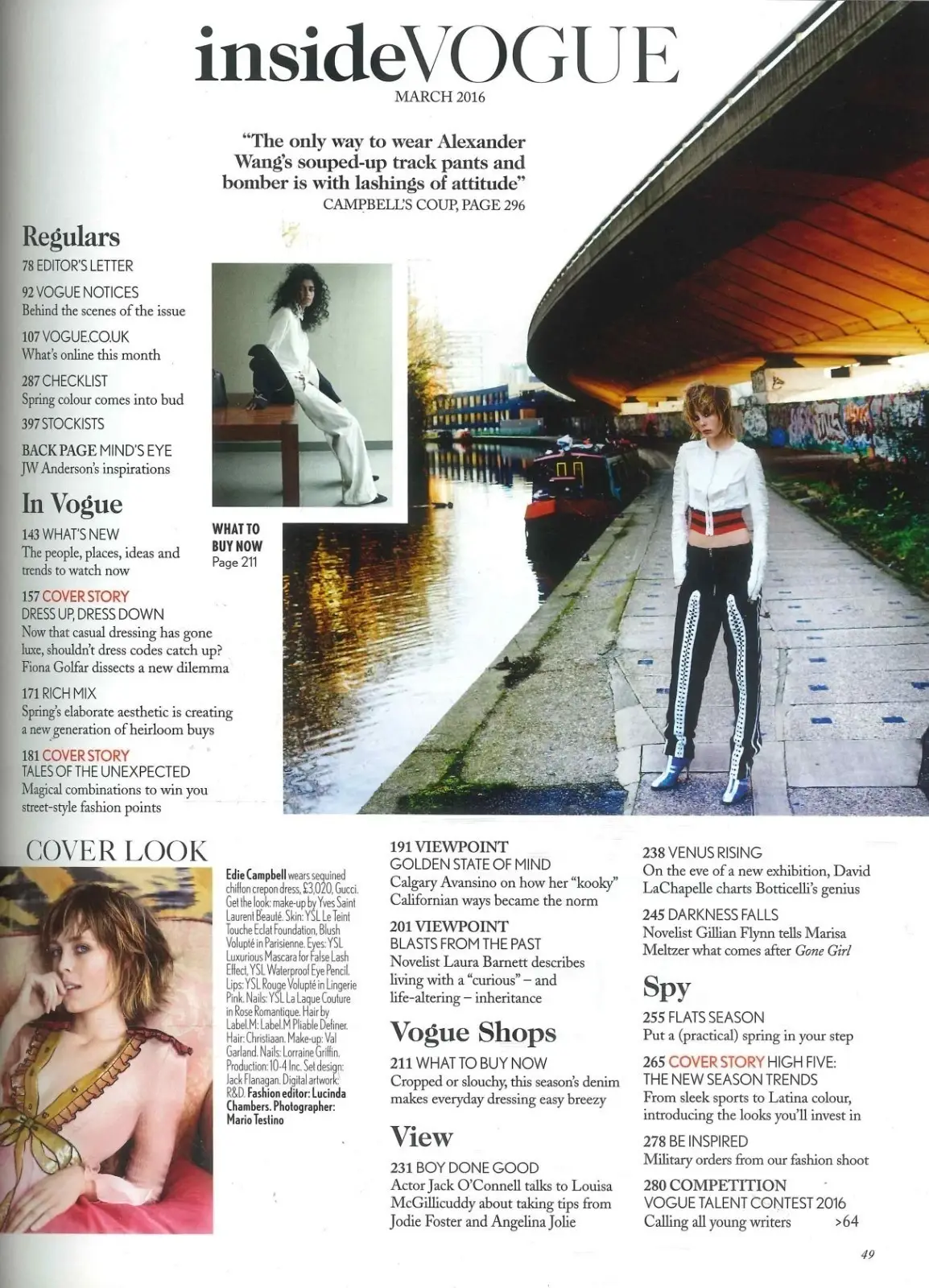 Vogue Magazine Edie Campbell, Jack O'Connell, Gillian Flynn, Fashion, March 2016 - image 2 | Free standard UK delivery included | Discount Quality Products