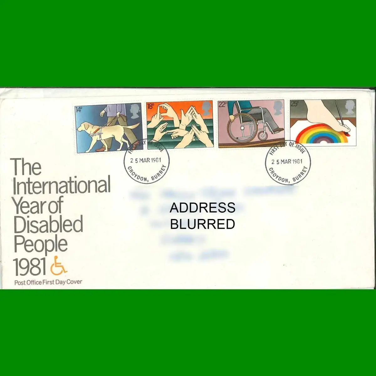 FDC International Year of the Disabled Post Office First Day Cover, 25.3.1981