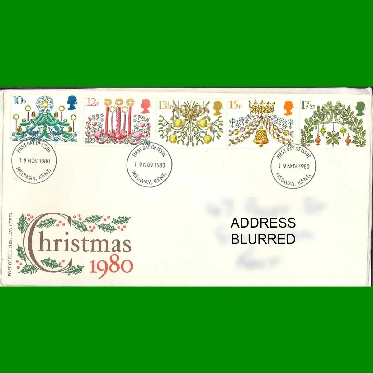 FDC Christmas 1980 Commemorative Post Office First Day Cover Stamps, 19.11.1980