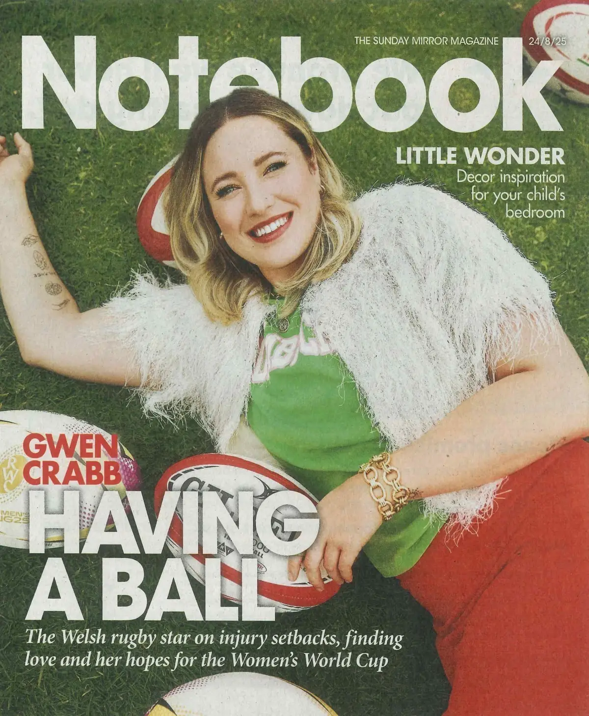 Sunday Mirror Notebook Magazine: Gwen Crabb, Holly Aitchison, Rugby, 24.8.25