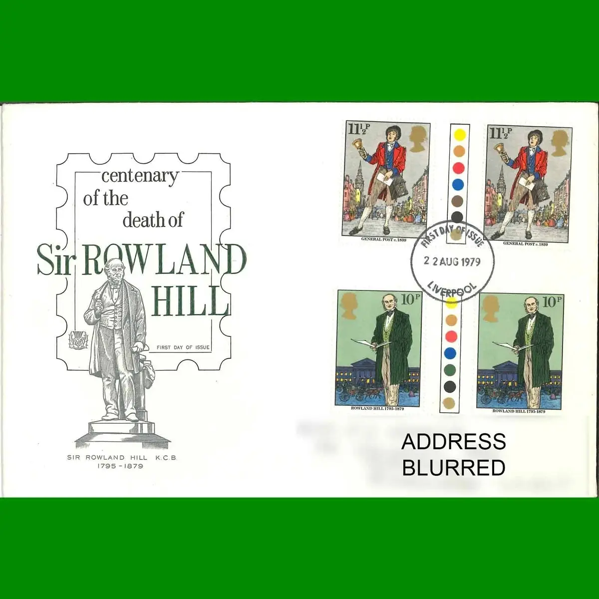 FDC Rowland Hill Commemorative Post Office First Day Cover Stamps, 22.8.1979