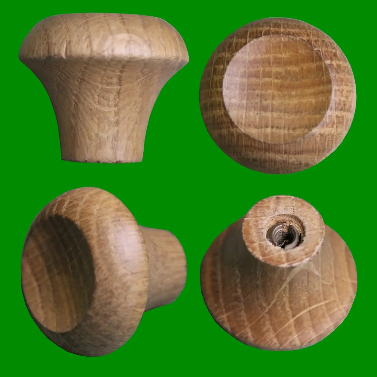 1x Small Concave Wooden Oak Knob Handle 32mm, Cabinet Drawer Kitchen Cupboard
