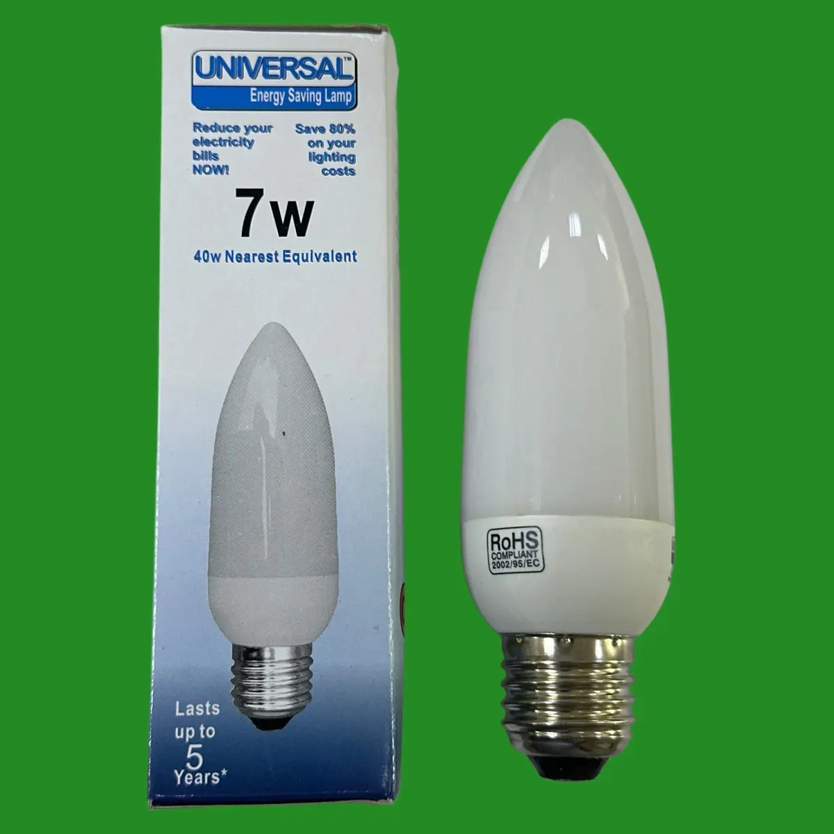4x 7W (=40W) Omicron CFL Candle Light Bulb Low Energy Power Saving ES E27 Screw