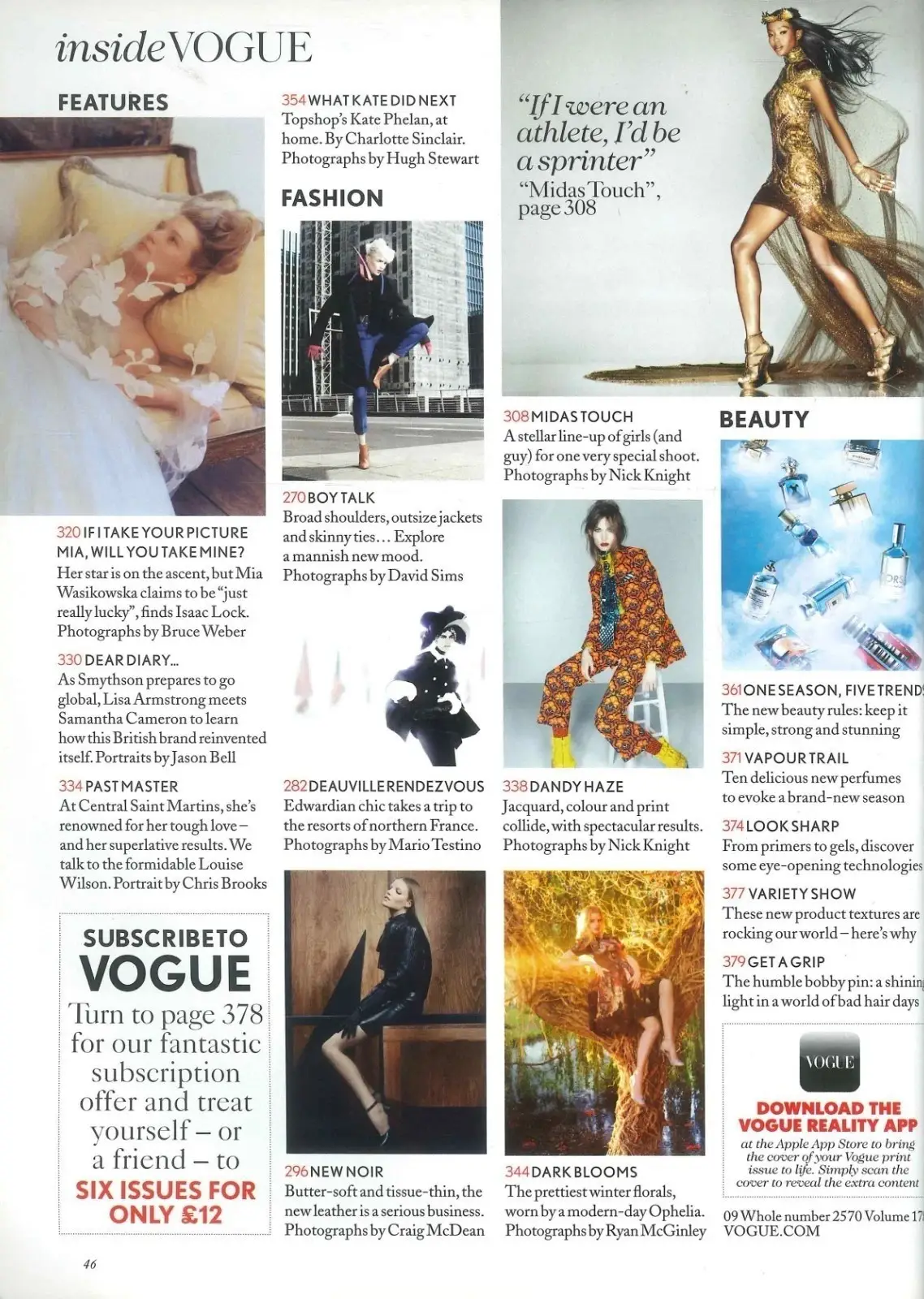 Vogue Magazine: Karlie Kloss, Mia Wasikowska, Autumn Fashion Issue, Sept 2012 - image 3 | Free standard UK delivery included | Discount Quality Products