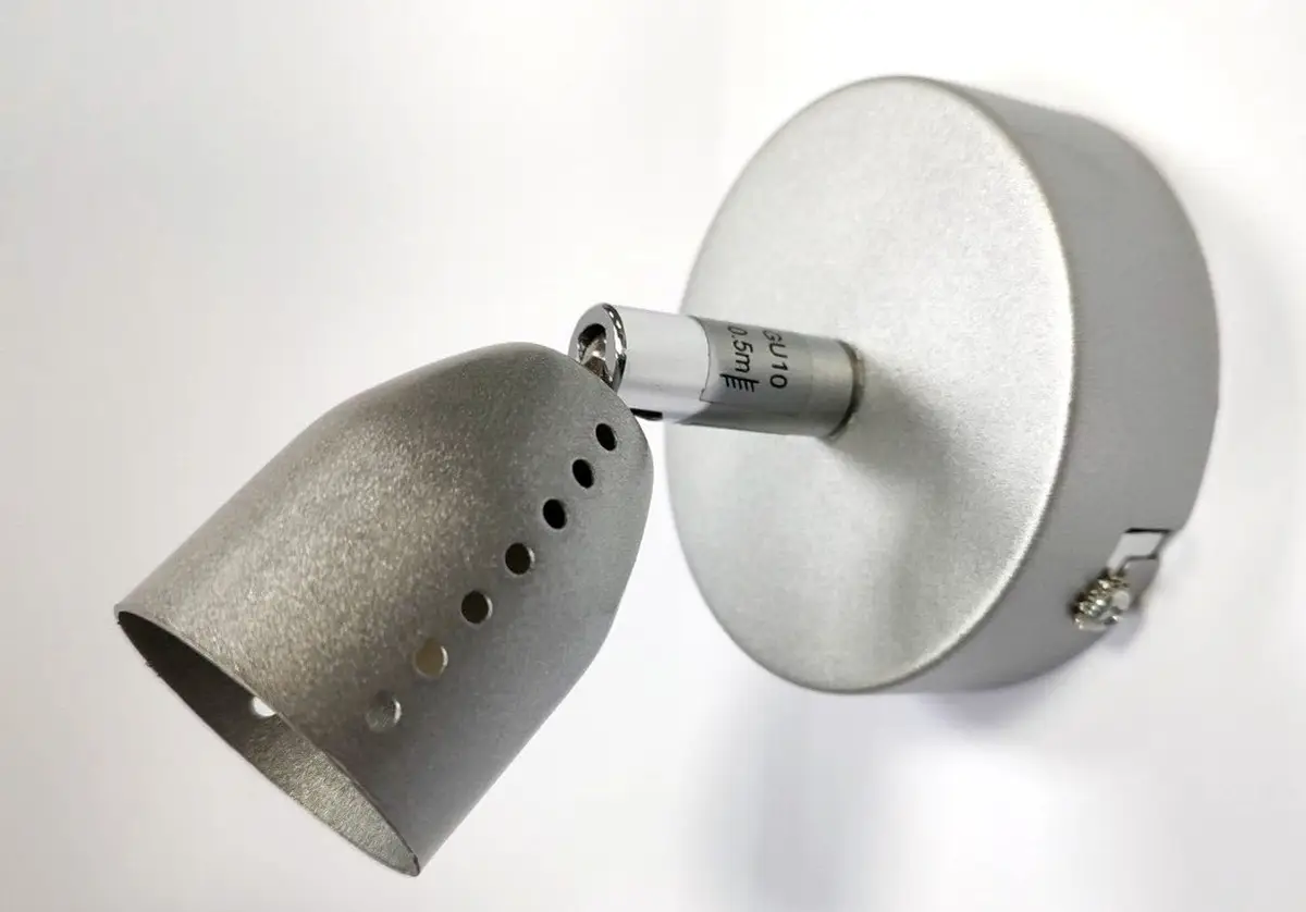 1x Silver Round Plate GU10 Spotlight Fitting, Ceiling, Wall Mount, Max 50W