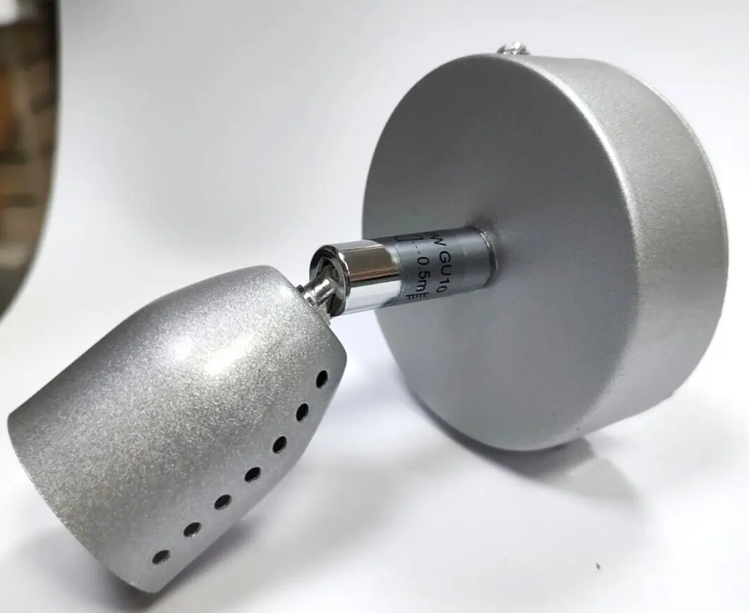 1x Silver Round Plate GU10 Spotlight Fitting, Ceiling, Wall Mount, Max 50W - image 2 | Free standard UK delivery included | Discount Quality Products