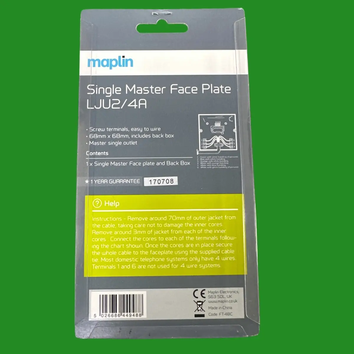 Maplin Single Master Faceplate LJU2/4A With Back Box BT Telephone Wall Socket - image 2 | Free standard UK delivery included | Discount Quality Products