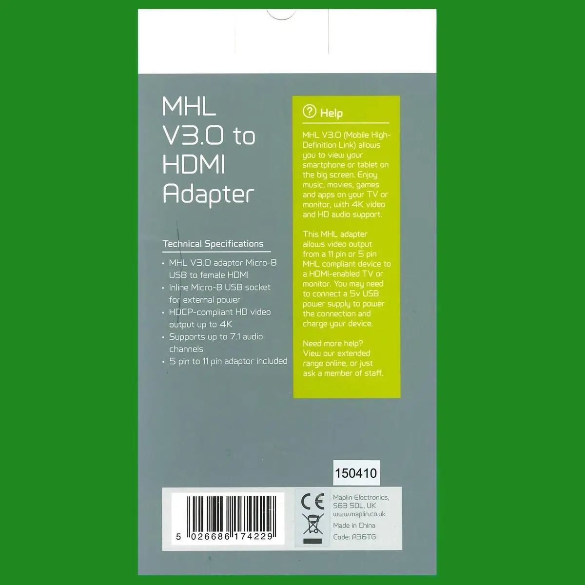 MHL V3 11 Pin Micro B USB to HDMI Adapter 4K HDTV 5 Pin to 11 Pin Adapter Maplin - image 2 | Free standard UK delivery included | Discount Quality Products
