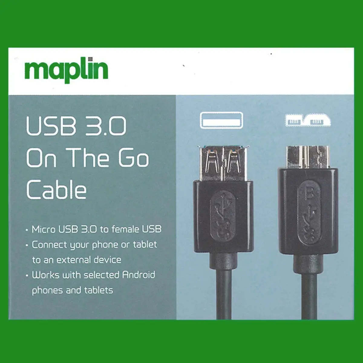 Maplin Male Micro USB 3.0 to Female USB OTG On The Go 15cm Cable Mobile Adapter - image 2 | Free standard UK delivery included | Discount Quality Products