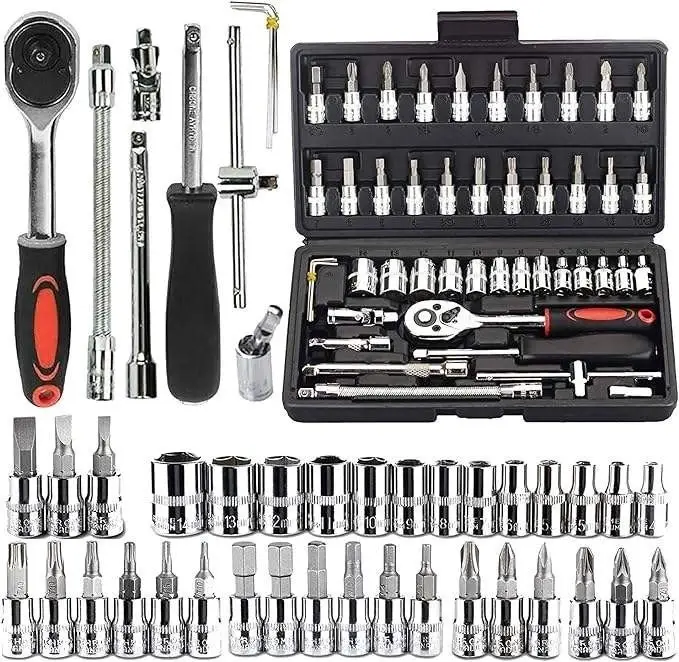 Multi-functional 46 Pcs Car Auto Repair Tool Kit Case Set Ratchet Wrench Socket