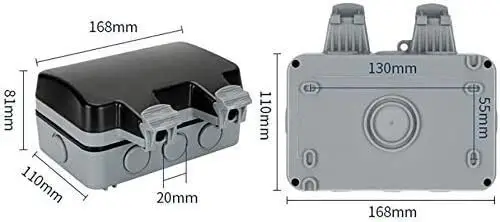 1x 2 Gang UK Mains Switched Outdoor Sealed Weatherproof Double Socket, IP66, 13A - image 3 | Free standard UK delivery included | Discount Quality Products