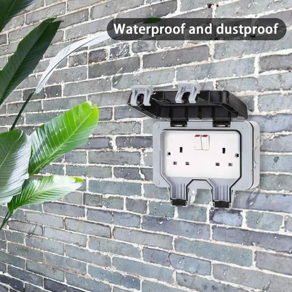 1x 2 Gang UK Mains Switched Outdoor Sealed Weatherproof Double Socket, IP66, 13A - image 4 | Free standard UK delivery included | Discount Quality Products