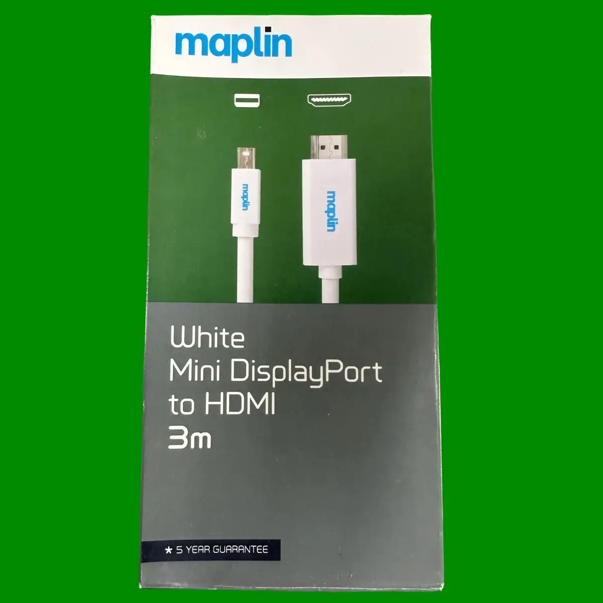 3m White Mini DisplayPort DP To HDMI Maplin Adapter Lead 4K PC TV Monitor Cable