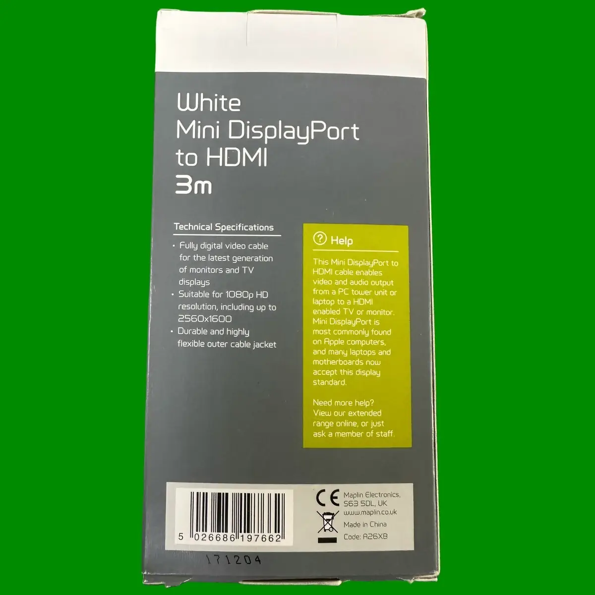 3m White Mini DisplayPort DP To HDMI Maplin Adapter Lead 4K PC TV Monitor Cable - image 3 | Free standard UK delivery included | Discount Quality Products