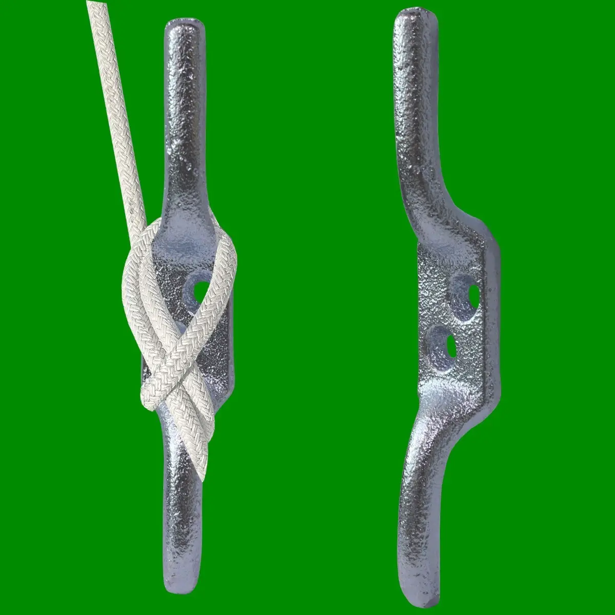 2x 125mm (5" Inch) Galvanised Cleat Hook, Flag Pole Rope Halyard Washing Line