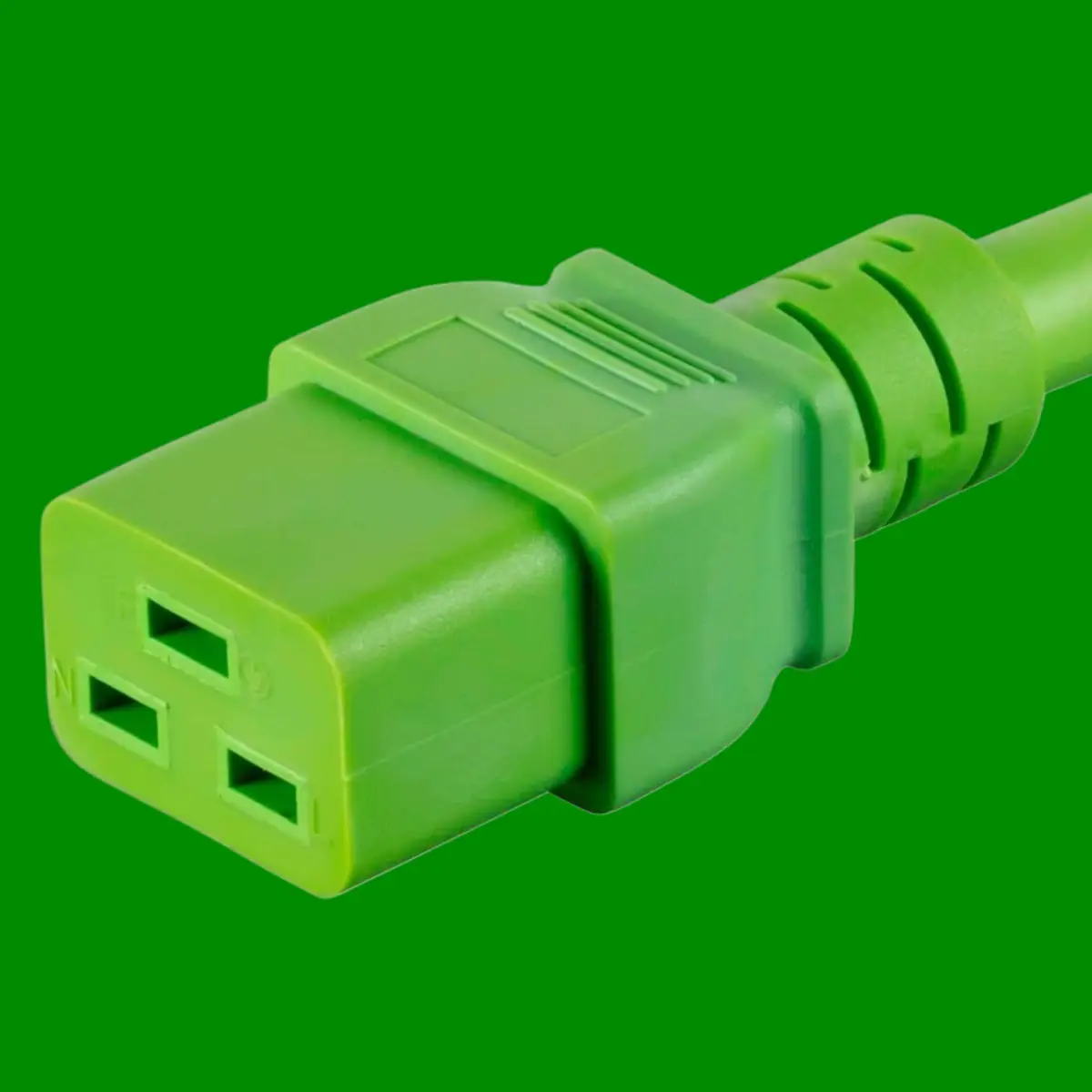 2m Green C19 to C20 PDU Mains Extension Power Cable, Male to Female, 20A, 250V - image 2 | Free standard UK delivery included | Discount Quality Products