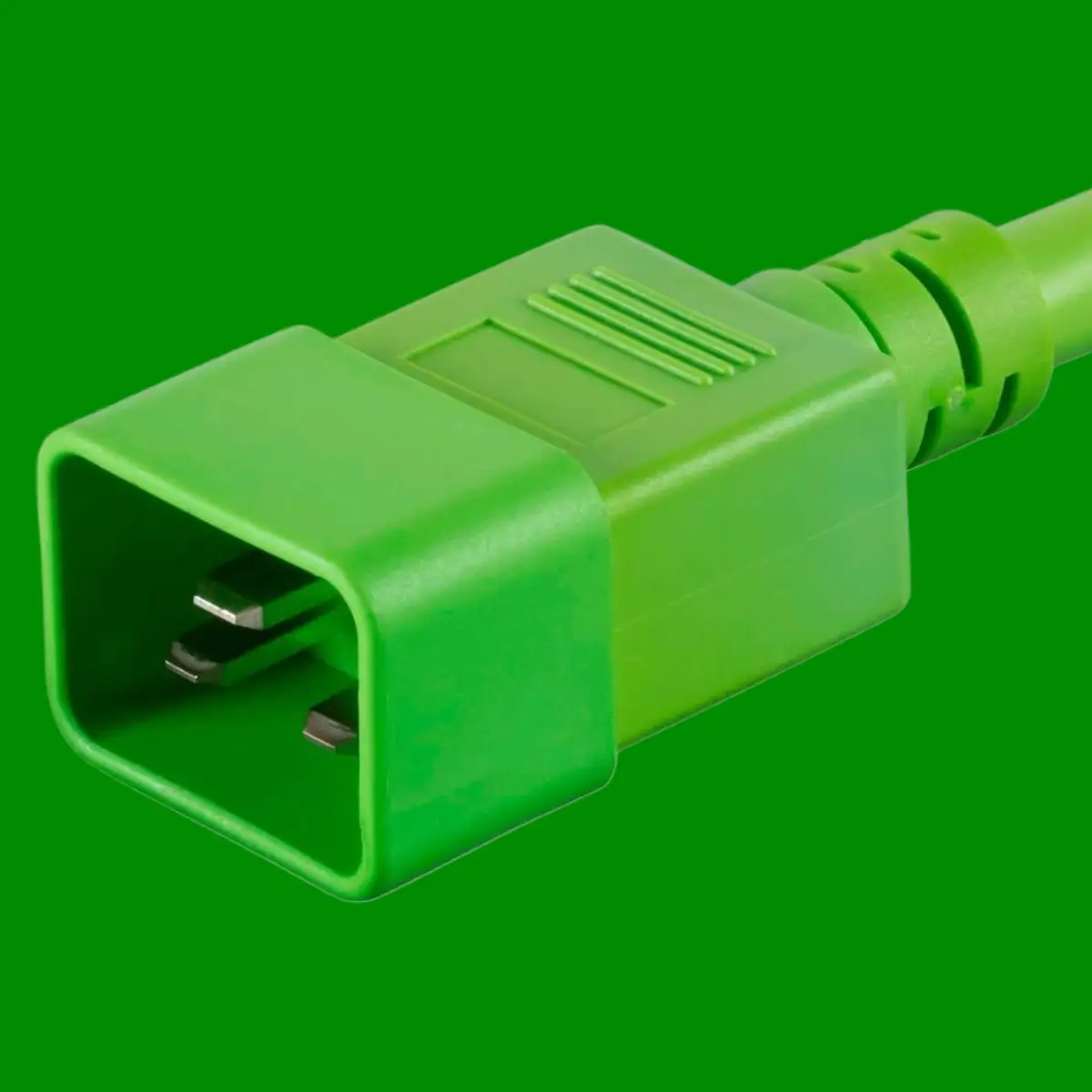 2m Green C19 to C20 PDU Mains Extension Power Cable, Male to Female, 20A, 250V - image 3 | Free standard UK delivery included | Discount Quality Products