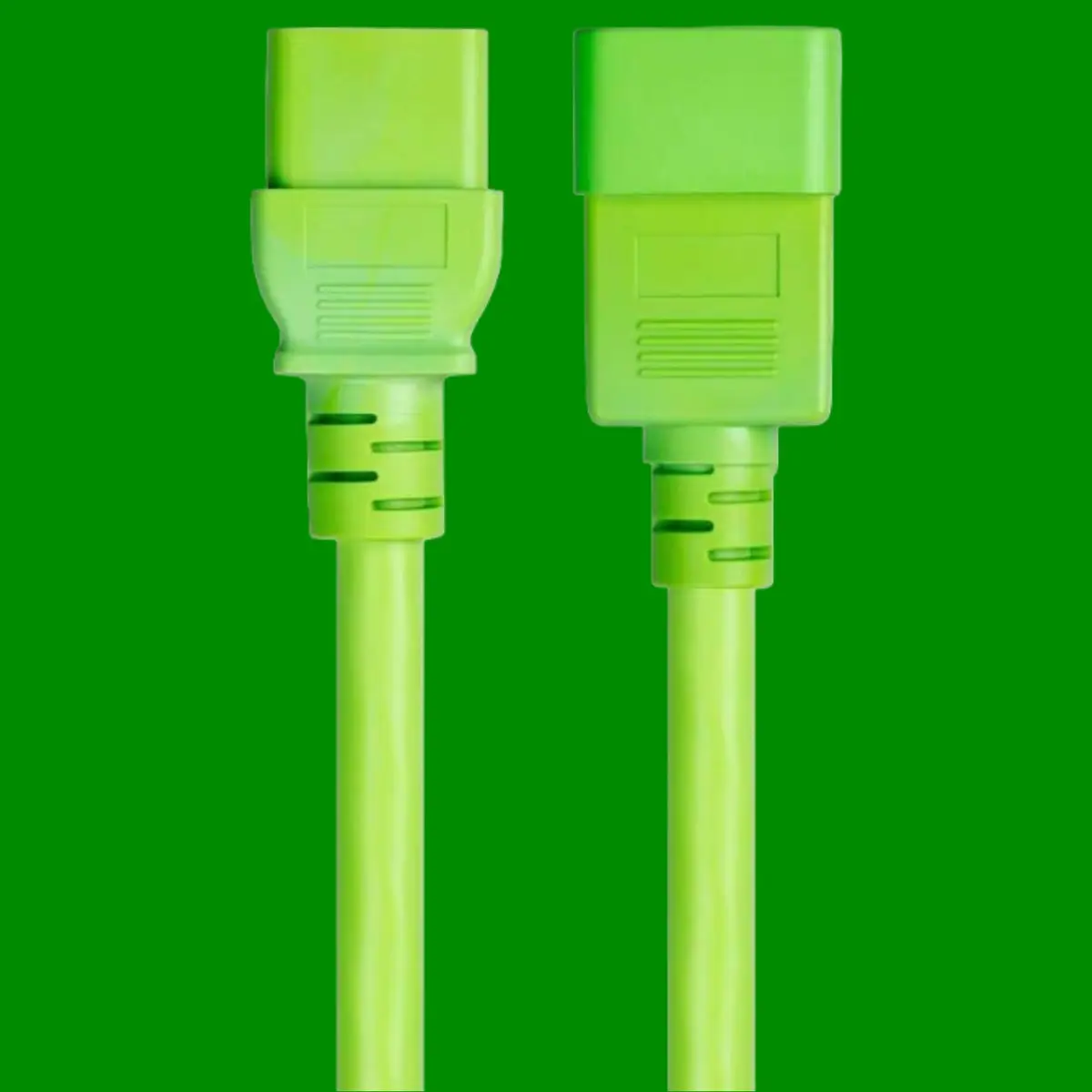 2m Green C19 to C20 PDU Mains Extension Power Cable, Male to Female, 20A, 250V - image 4 | Free standard UK delivery included | Discount Quality Products