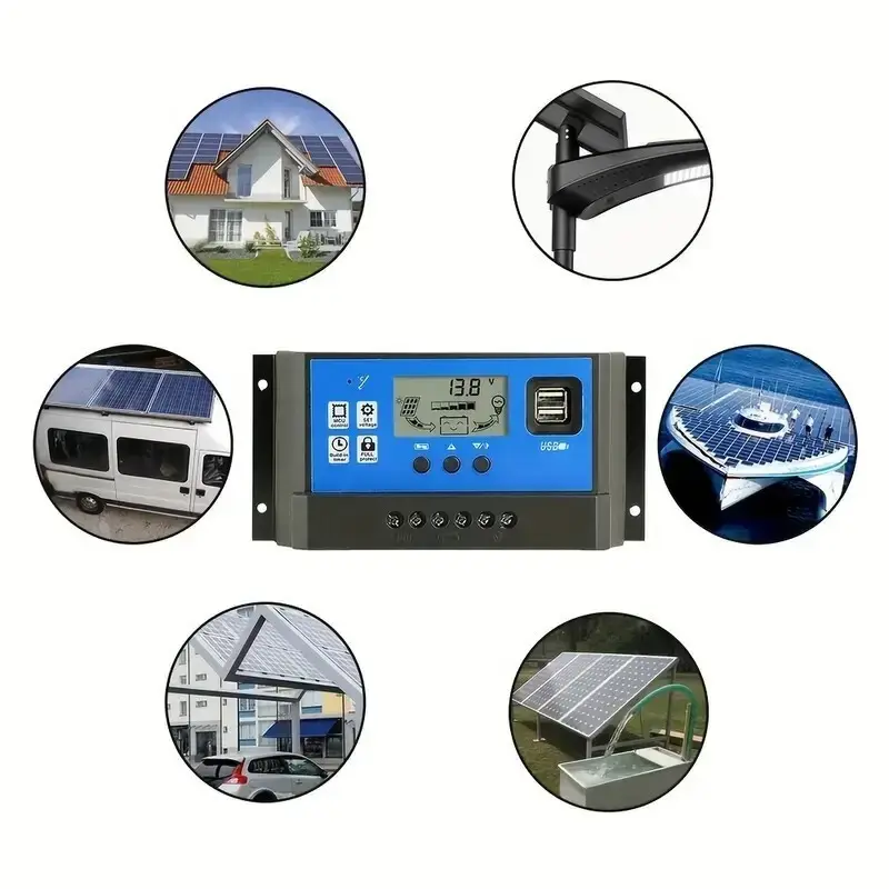 30A Solar Panel Battery Charge Controller 12V 24V, Dual USB Port, LCD Display - image 4 | Free standard UK delivery included | Discount Quality Products