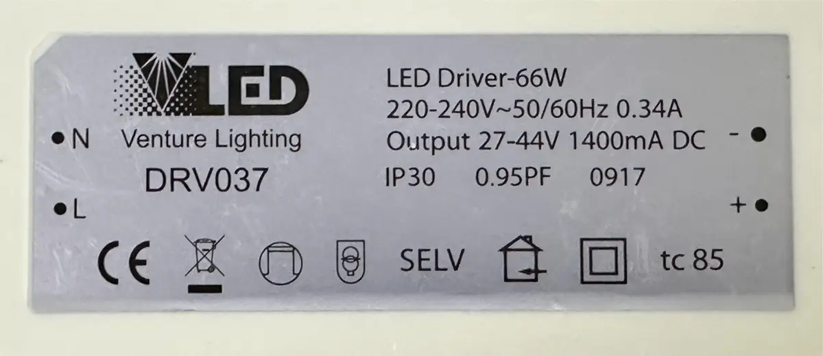 66W 27V-44V Venture DRV037 LED Driver Power Supply Transformer,  IP30, 1400mA - image 3 | Free standard UK delivery included | Discount Quality Products