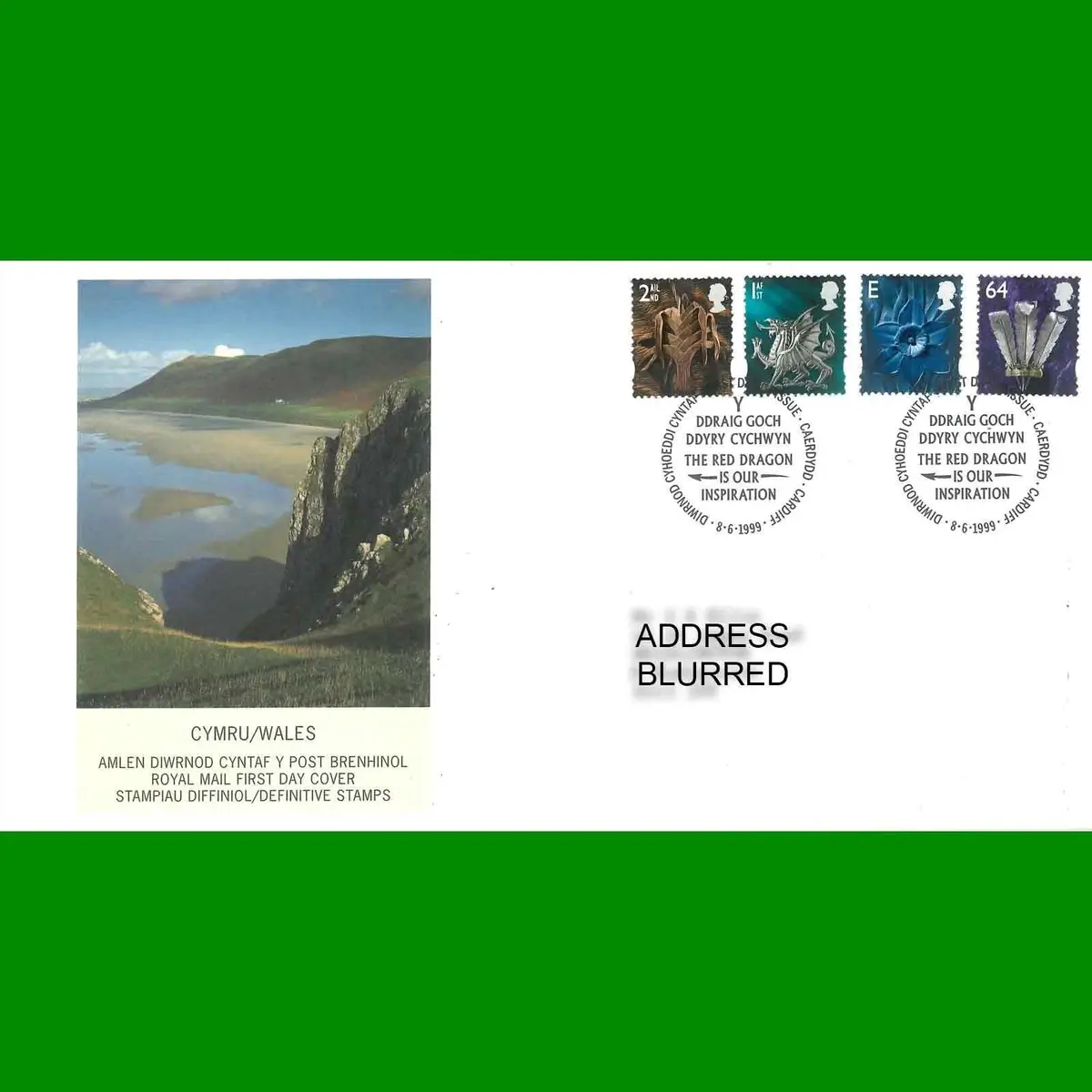 FDC Wales Regional Definitive Royal Mail First Day Cover Stamps, 8.6.1999