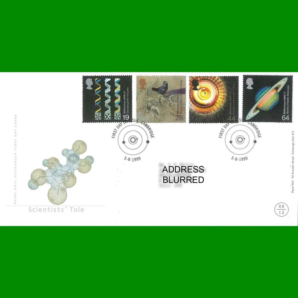 FDC Scientists' Tale Commemorative Royal Mail First Day Cover Stamps, 3.8.1999