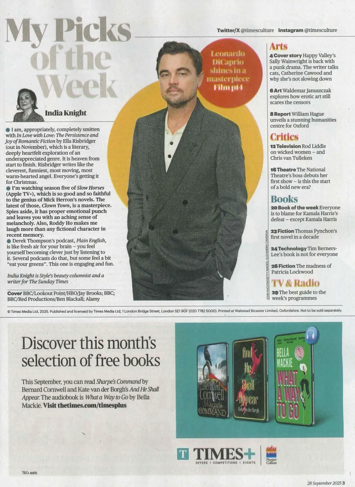 Sunday Times Culture Magazine: Sally Wainwright, Leonardo DiCaprio, 28.9.25 - image 2 | Free standard UK delivery included | Discount Quality Products