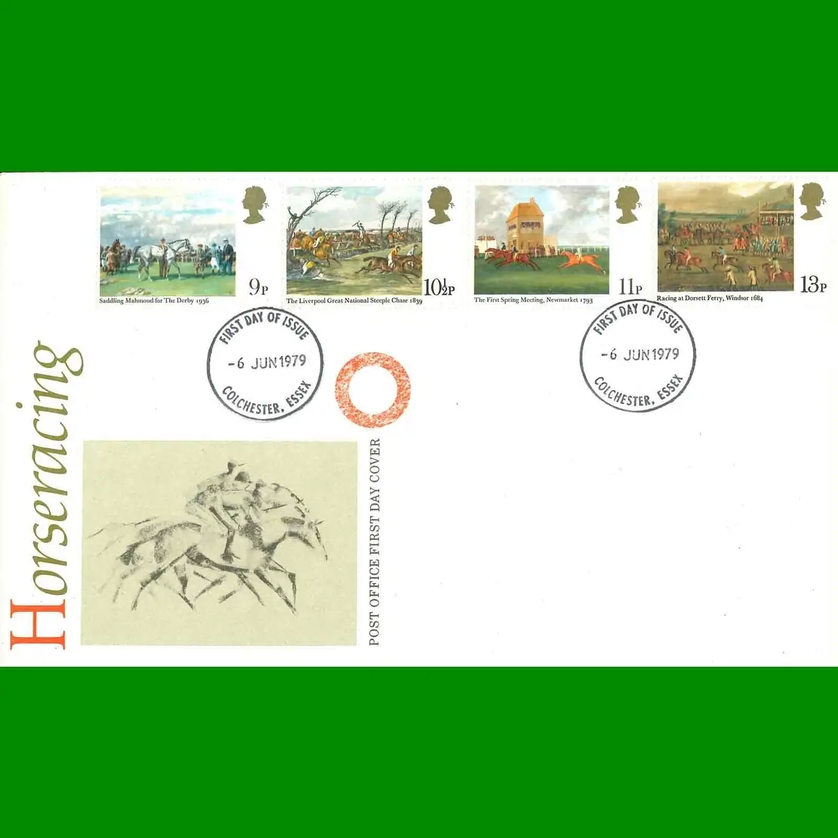 FDC Horseracing Commemorative Post Office First Day Cover Stamps, 6.6.1979