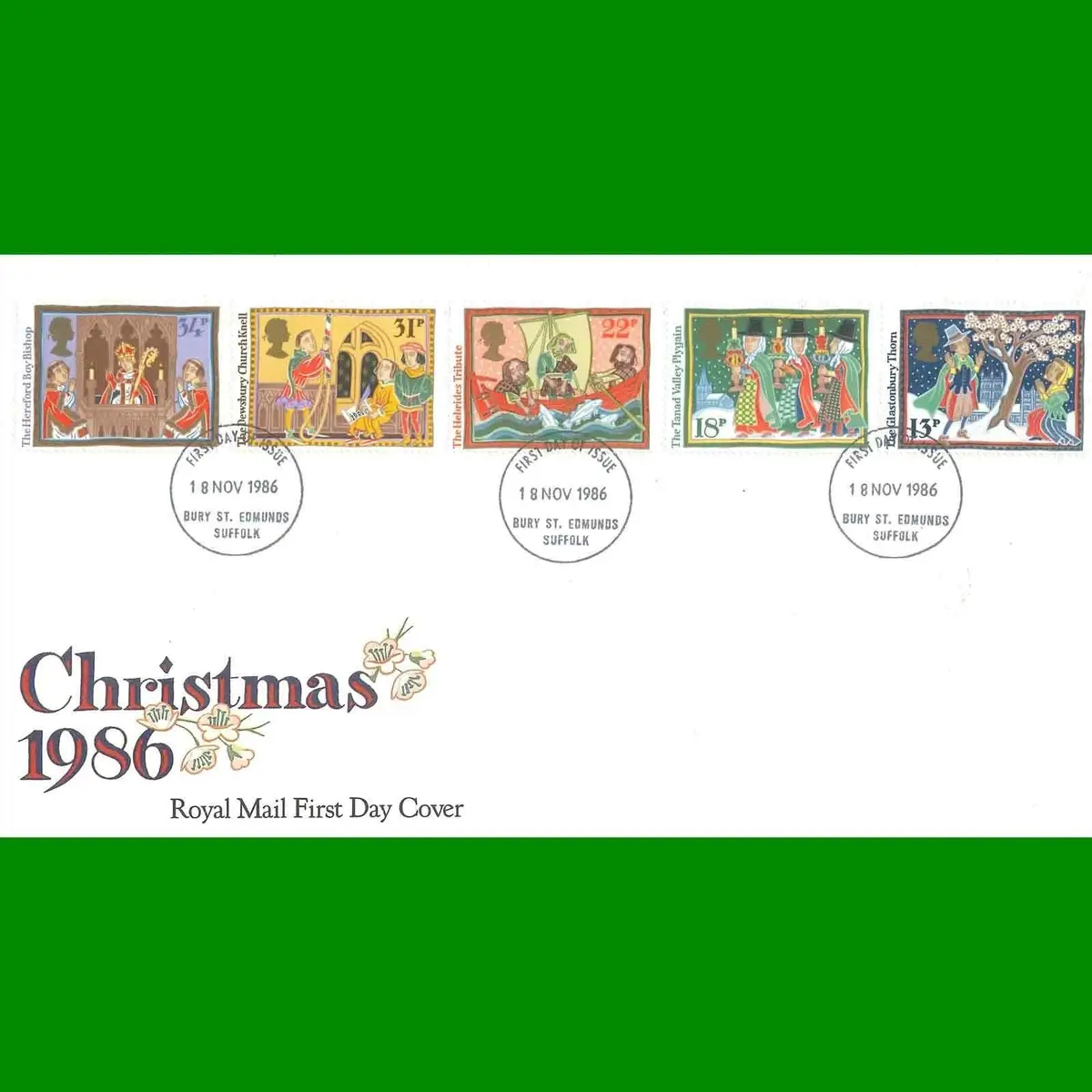 FDC Christmas Festive Commemorative Royal Mail First Day Cover Stamps 18.11.1986
