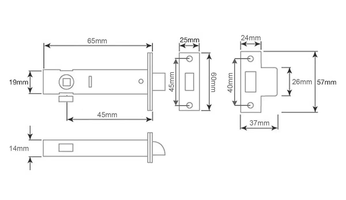 10x 65mm Nickel Plated Internal Sprung Catch Tubular Mortice Door Lever Latch - image 2 | Free standard UK delivery included | Discount Quality Products