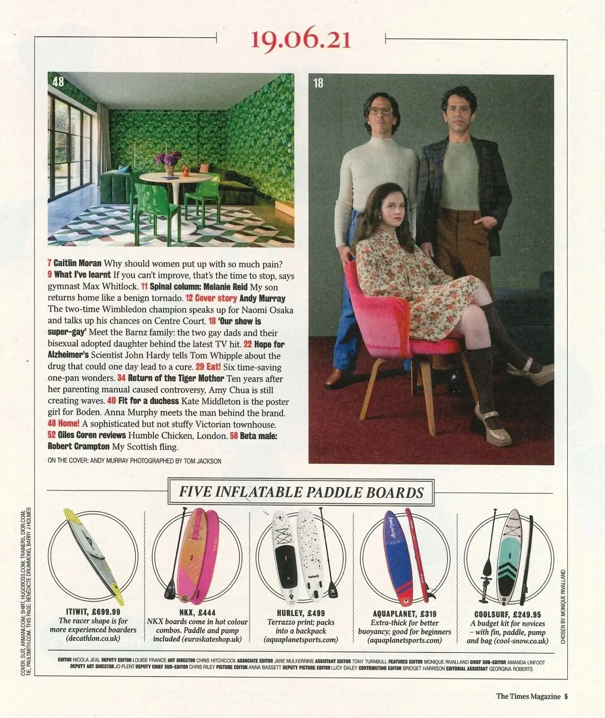 Times Magazine: Andy Murray, Max Whitlock, Kate Middleton, Amy Chua, 19.6.21 - image 2 | Free standard UK delivery included | Discount Quality Products