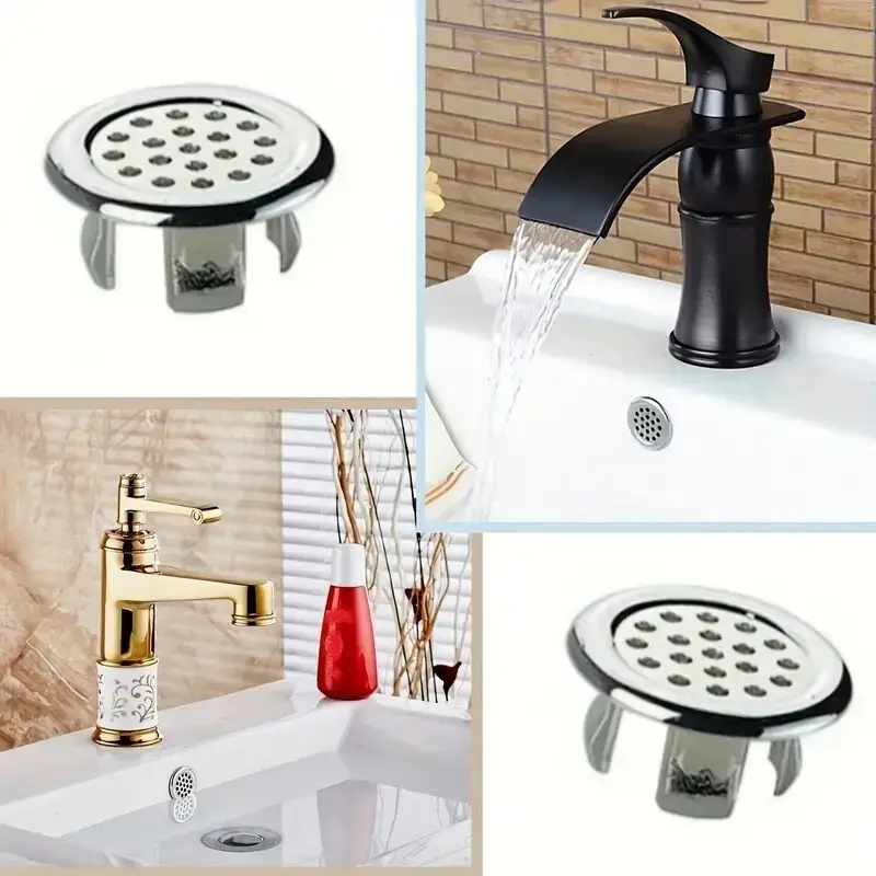 4x Ceramic Sink Basin Overflow Cover, Decorative Silver Round Insert Hole Cover - image 5 | Free standard UK delivery included | Discount Quality Products