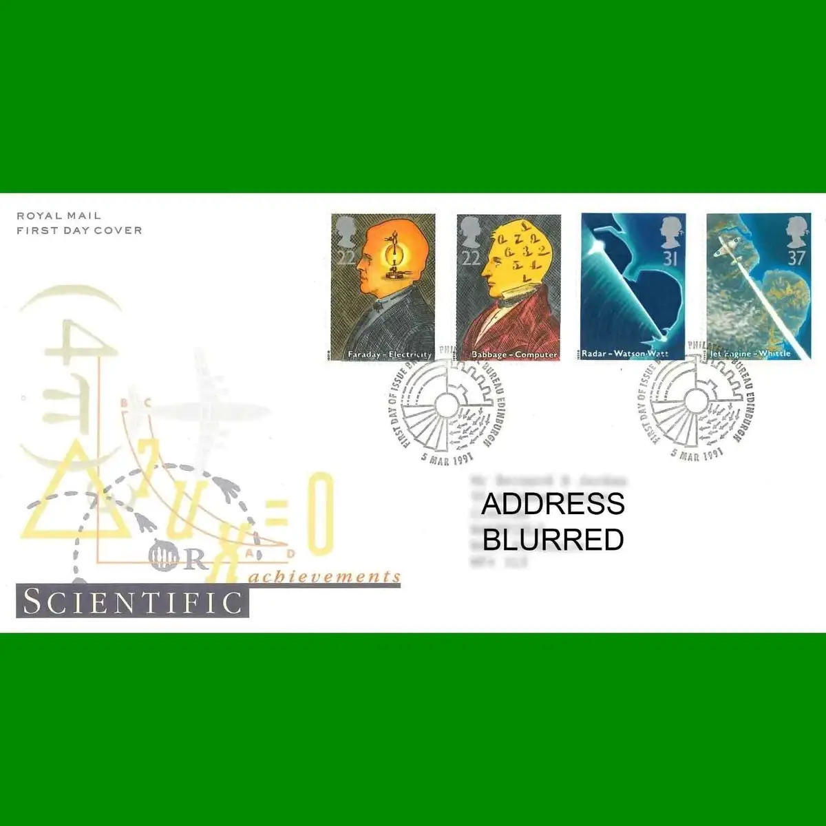 FDC Scientific Achievements Royal Mail First Day Cover Stamps, 5.3.1991