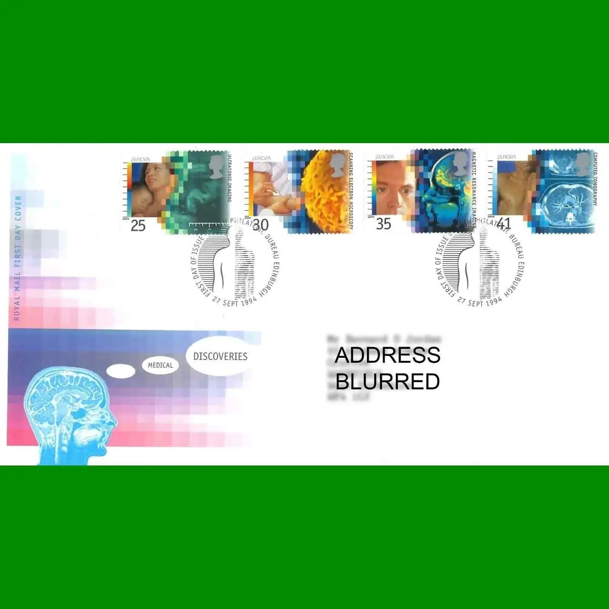 FDC Europa Medical Discoveries Royal Mail First Day Cover Stamps, 27.9.1994