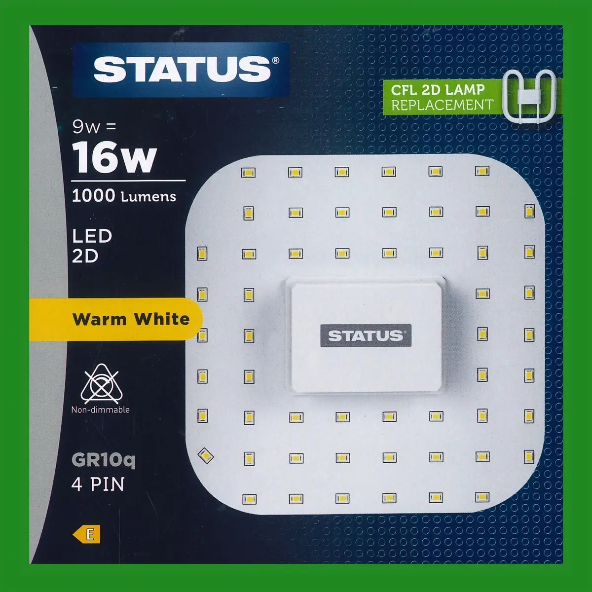 4x 9W (=16W Replacement) LED GR10Q 4 pin 2700K Warm White 2D Light Bulb Double D