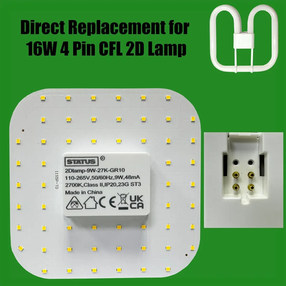 4x 9W (=16W Replacement) LED GR10Q 4 pin 2700K Warm White 2D Light Bulb Double D - image 2 | Free standard UK delivery included | Discount Quality Products