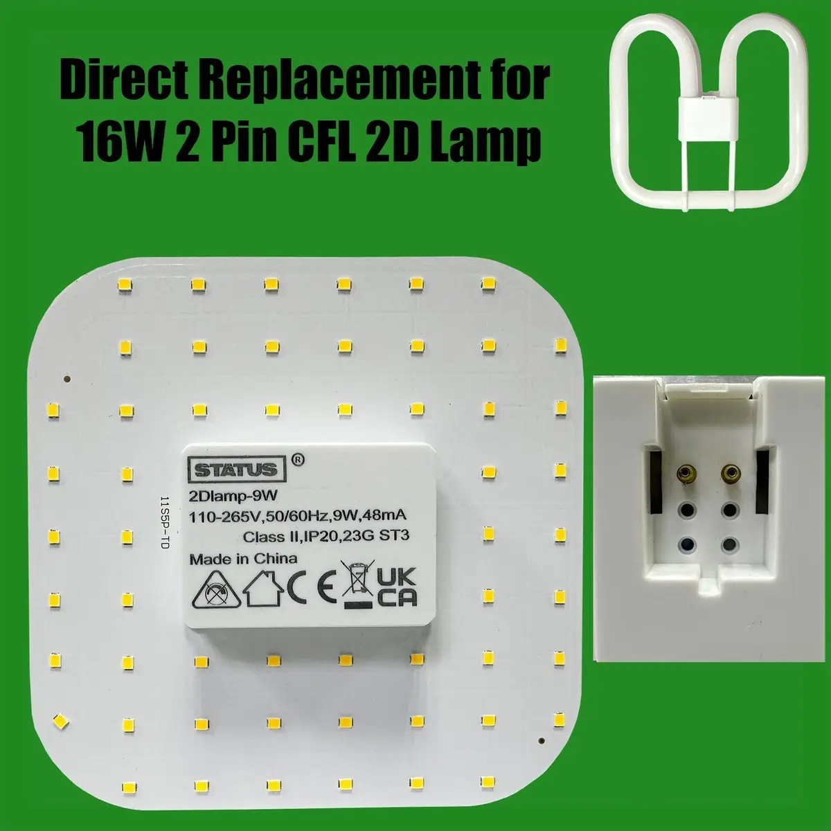 1x 9W (=16W Replacement) LED GR8 2 pin 4000K Cool White 2D Light Bulb Double D - image 2 | Free standard UK delivery included | Discount Quality Products
