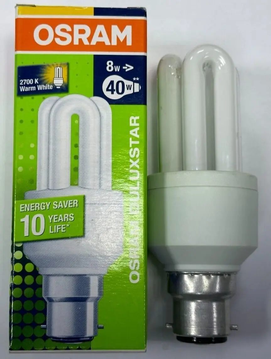 1x 8W (=40W) OSRAM Low Energy Power Saving CFL Stick Light Bulbs BC B22 Lamps - image 2 | Free standard UK delivery included | Discount Quality Products