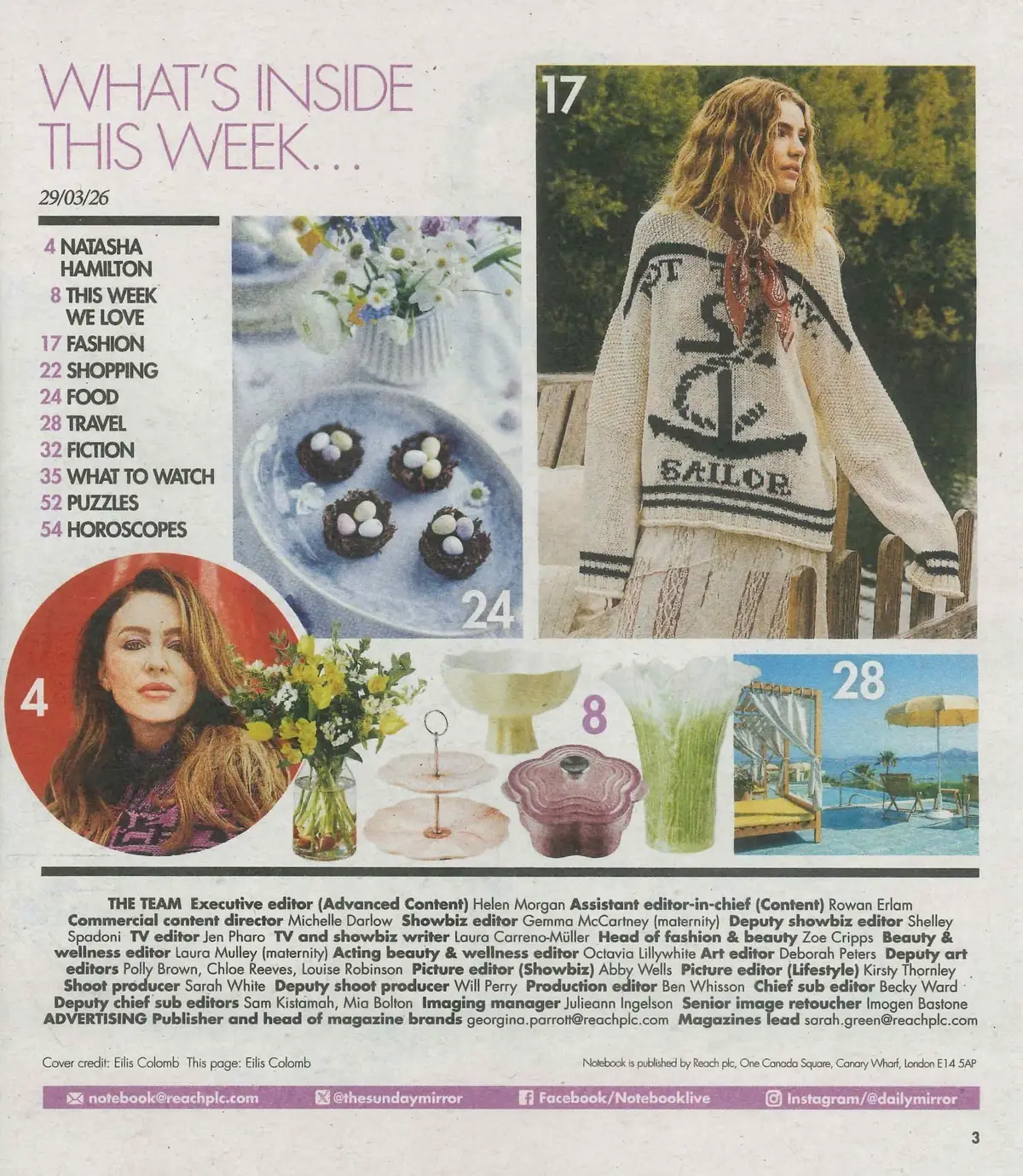 Sunday Mirror Notebook Magazine Natasha Hamilton, Easter, Spring Fashion 29.3.26 - image 3 | Free standard UK delivery included | Discount Quality Products