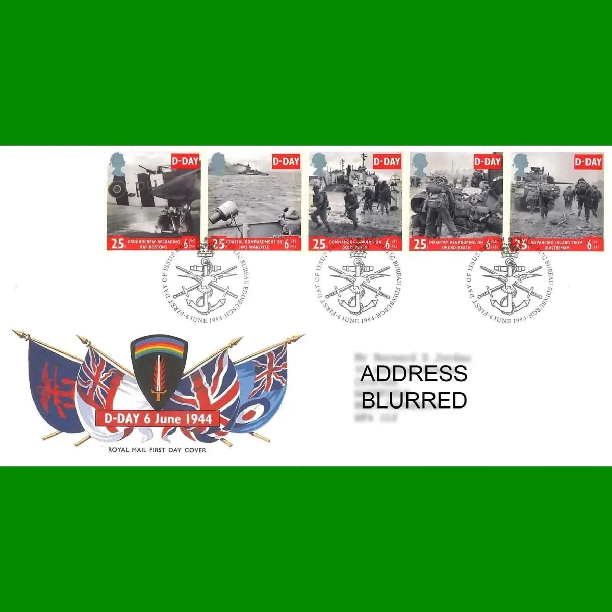 FDC 50th Anniversary of D-Day Royal Mail First Day Cover Stamps, 6.6.1994