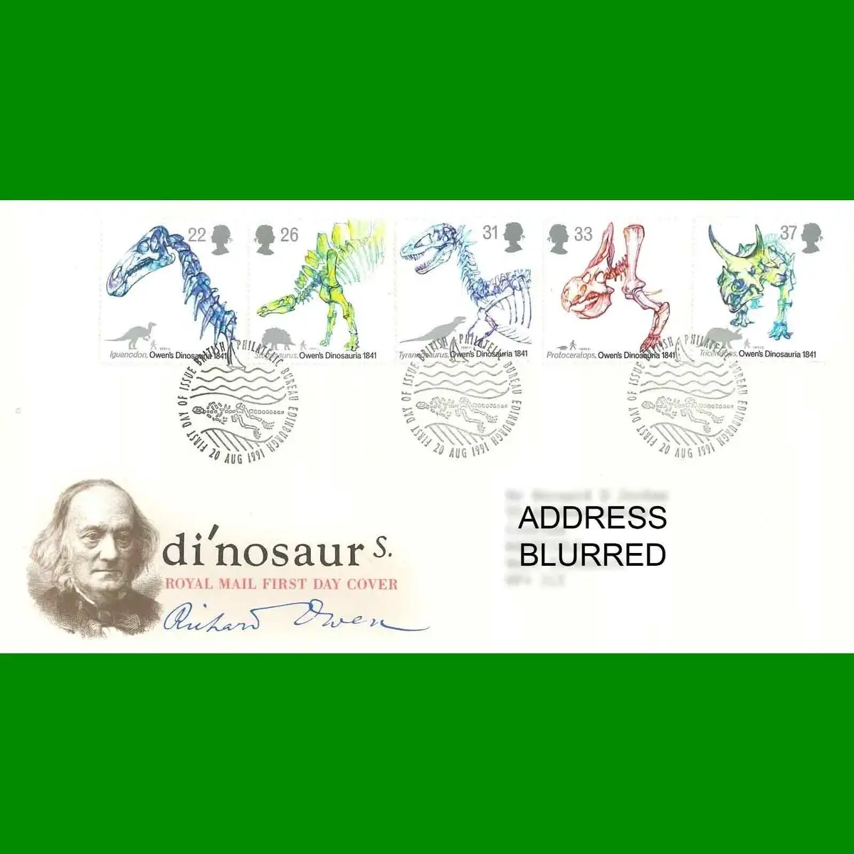 FDC Dinosaurs Commemorative Royal Mail First Day Cover Stamps, 20.8.1991