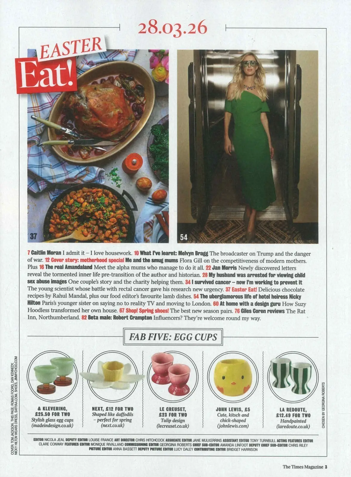 Times Magazine: Flora Gill, Melvyn Bragg, Rahul Mandal, Nicky Hilton, 28.3.26 - image 3 | Free standard UK delivery included | Discount Quality Products