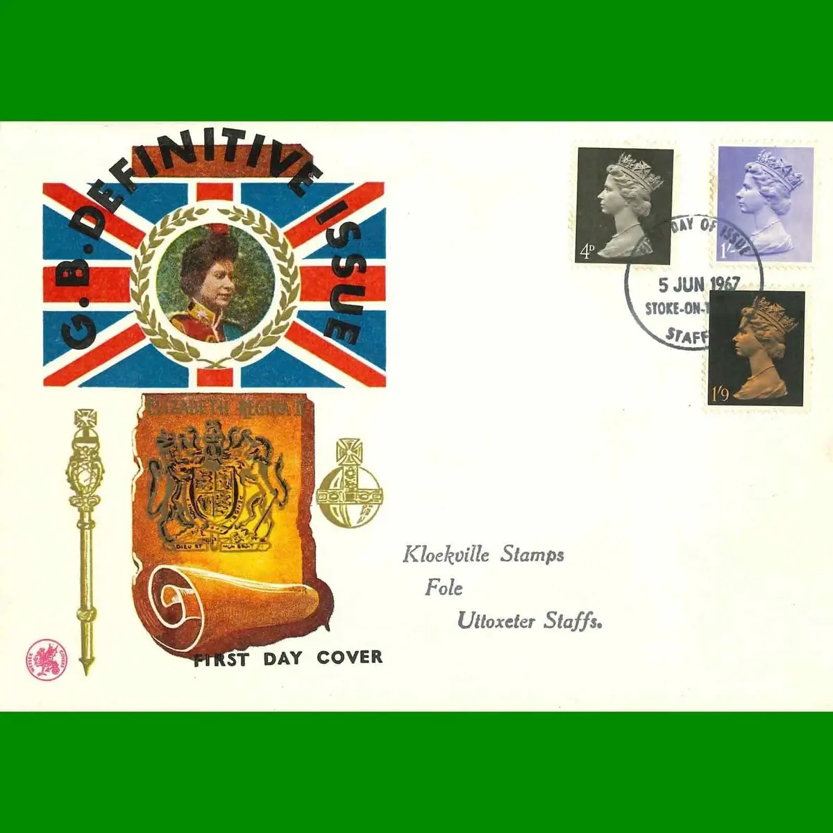 FDC Great Britain Machin Definitive, Elizabeth, First Day Cover Stamps, 5.6.1967