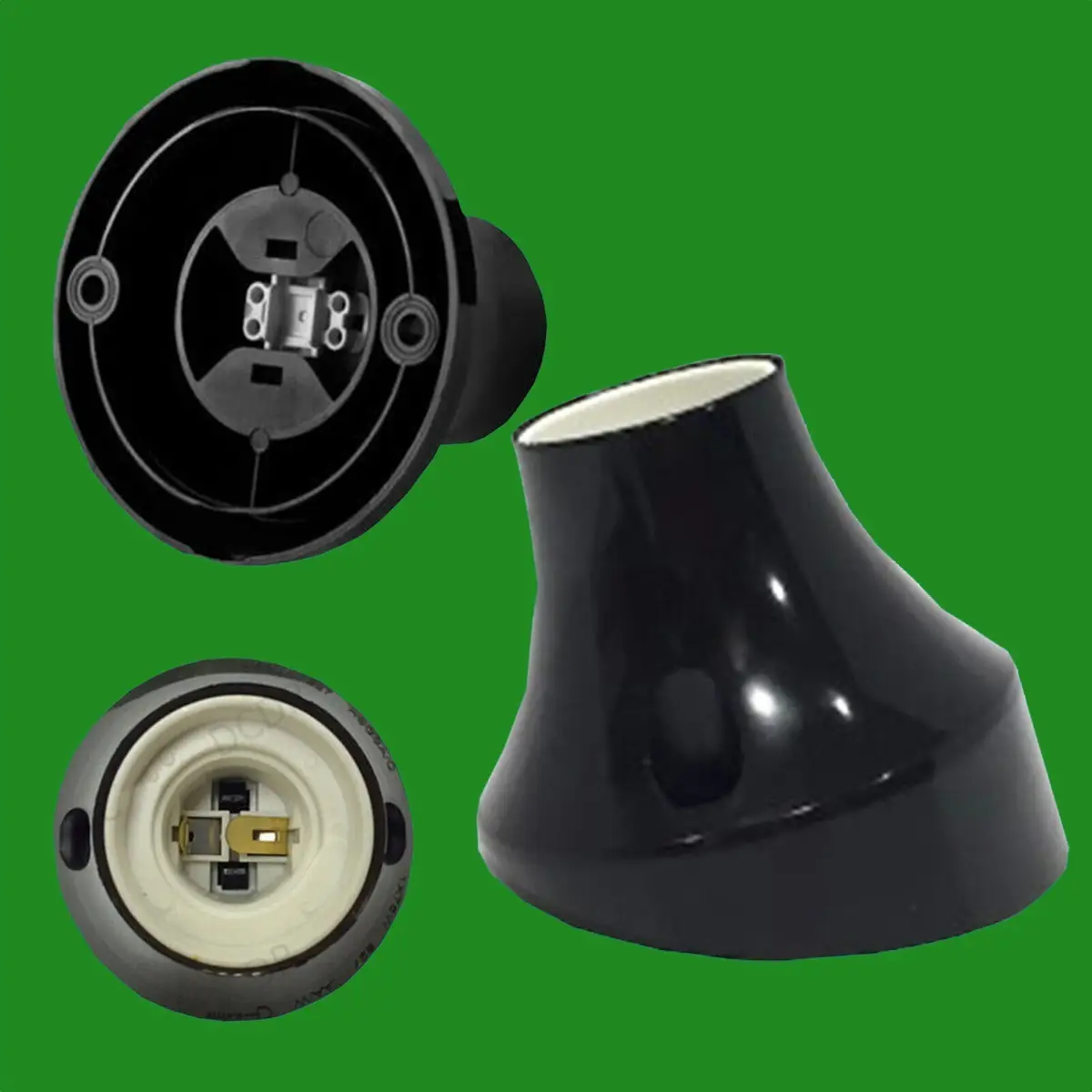 1x Edison Screw Black Angled Batten Ceiling Lamp Holder ES E27 Light Bulb Socket
