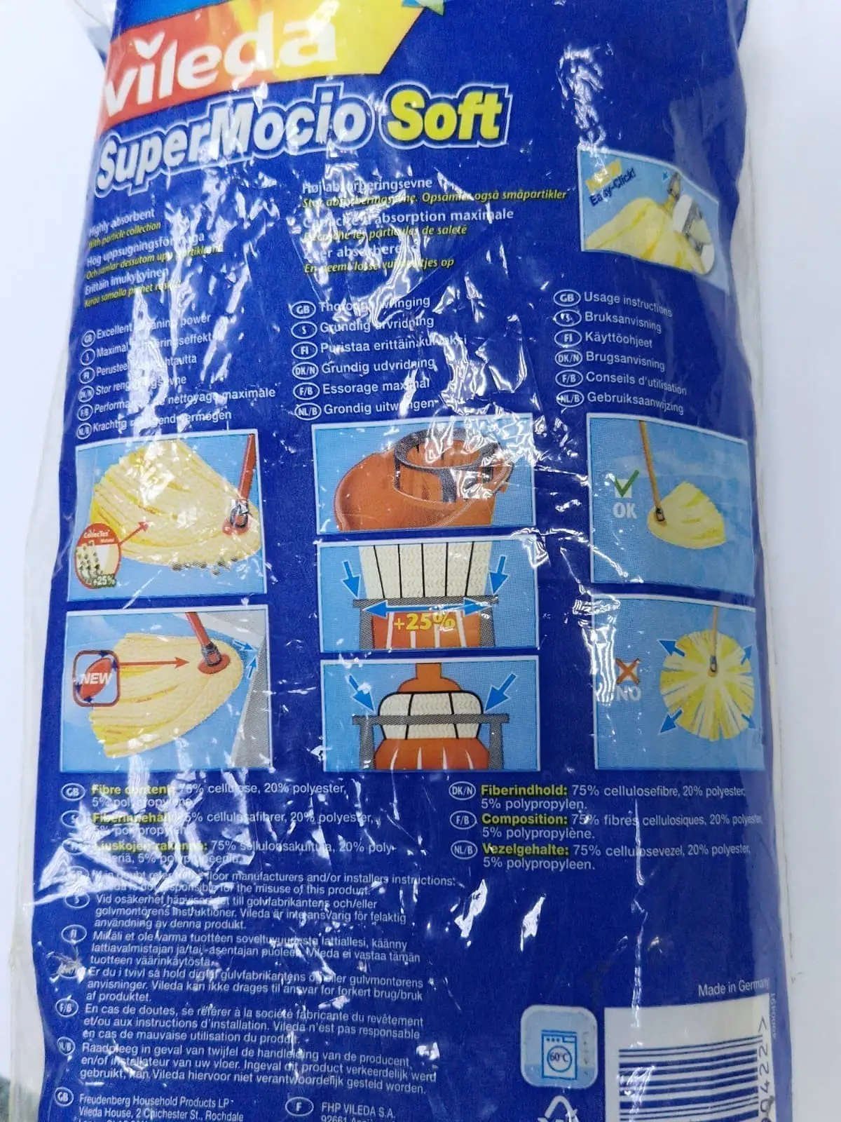 1x Vileda SuperMocio Soft Absorbent Microfibre Mop Head Only, Floor Clean Refill - image 6 | Free standard UK delivery included | Discount Quality Products