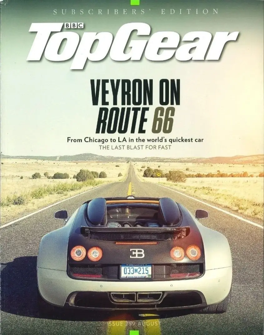 BBC Top Gear Magazine Issue #259, Veyron on Route 66, Ferrari F12, F1, Aug 2014